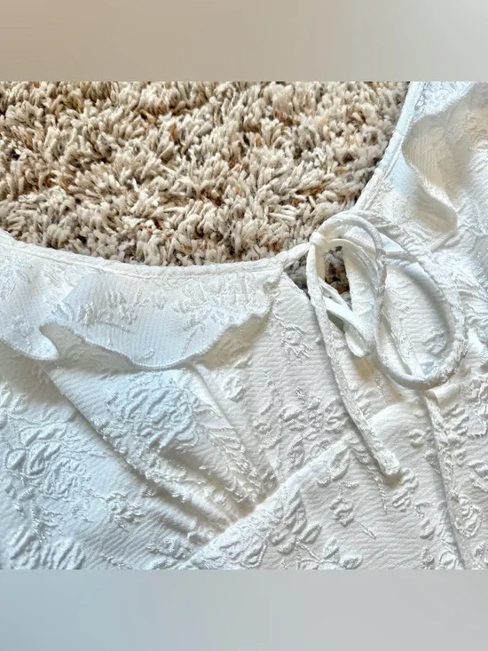 City Triangles - Women’s (L) White Eyelet Babydoll Summer Dress w/ Ruffle Detail - Picture 4 of 6